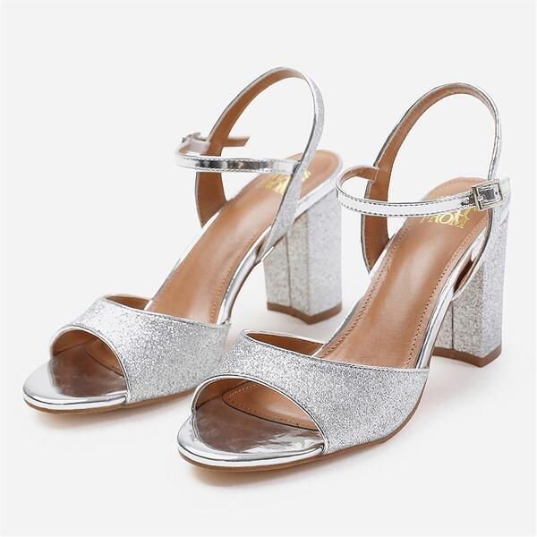 ホエアズザットフロム レディース シューズ サンダル ヒール Wheres That From Florence Silver Glitter WideFit Mid Higheelsilvergli