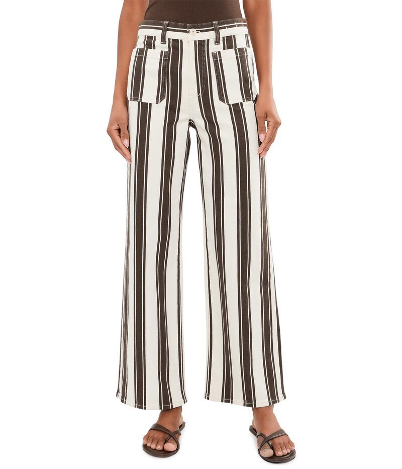 メイドウェル レディース ボトムス カジュアルパンツ ワイドレッグ Madewell Themmy Wide Leg Pants Stripe Dark Brown Stri ブラウン