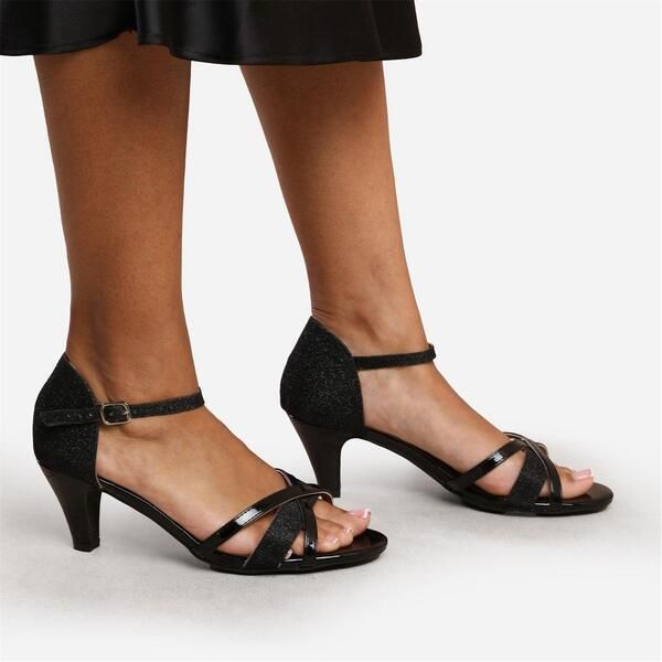 ホエアズザットフロム レディース シューズ サンダル ヒール Wheres That From Wheres Mid Block Heel Strappy Sandals Black ブラック