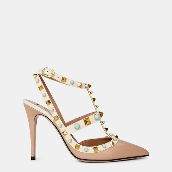 ヴァレンティノ レディース シューズ パンプス Valentino Garavani Decollete Rockstud 100mm Pumps RoseIvryLatte