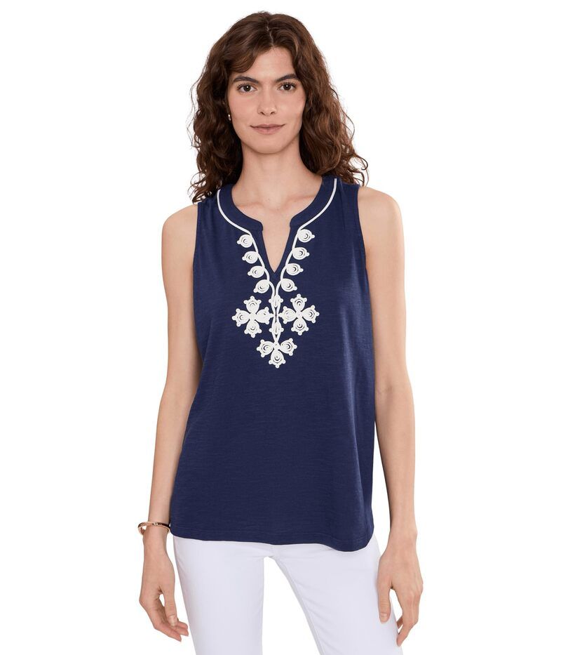 トッミーバハマ レディース トップス シャツ ノースリーブ Tommy Bahama Gem Coast Embroidery Sleeveless Top Coastline