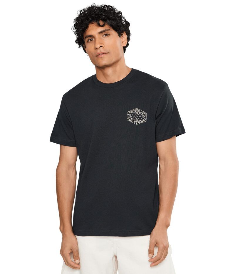 ルーカ メンズ トップス シャツ Rvca Hex Filigre Short Sleeve Black ブラック
