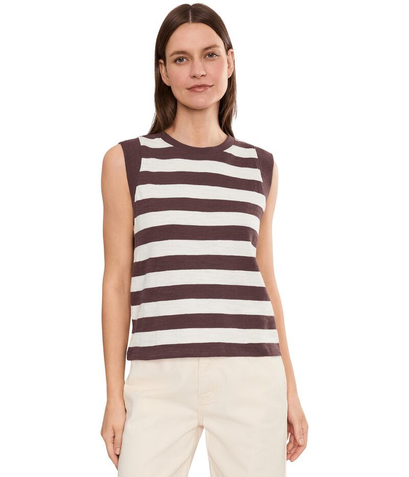 ファレティ レディース トップス シャツ Faherty Sunwashed Slub Muscle Tank Chocolate Strip チョコレート