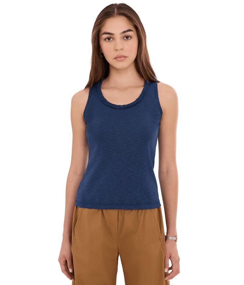 ニックプラスゾーイ レディース トップス シャツ フリル コットン Niczoe Nzt Ruffle Neck Cotton Slub Layer Tank Rich Indigo インディゴ 15,961円