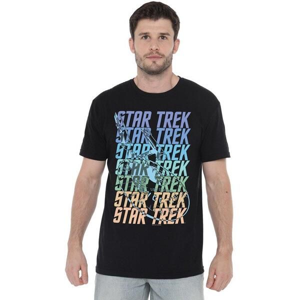 スター・トレック メンズ トップス シャツ ロゴ Star Trek Star Trek Multi Logo Enterprise T Shirt Black ブラック