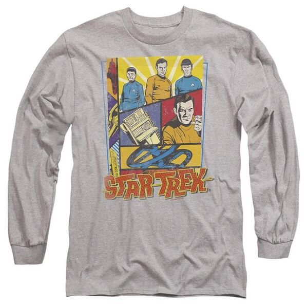 スター・トレック メンズ トップス Tシャツ ヴィンテージ Star Trek Star Trek Vintage Collage Long Sleeve TShirt Ath Grey グレー