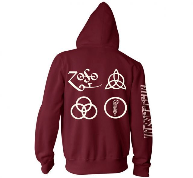 高品質 Led Zeppelin / Symbols Zip Hoodie (Maroon Red) - レッド