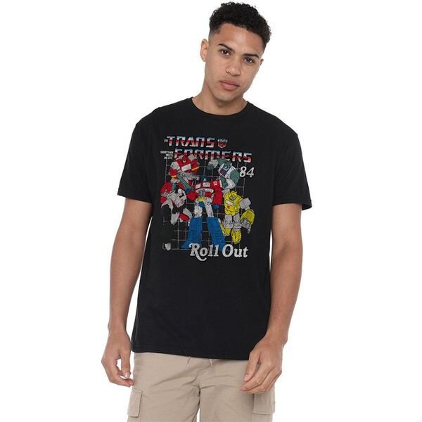ハズブロ メンズ ボトムス カジュアルパンツ Tシャツ Hasbro Transformers Roll OutShirt Black ブラック