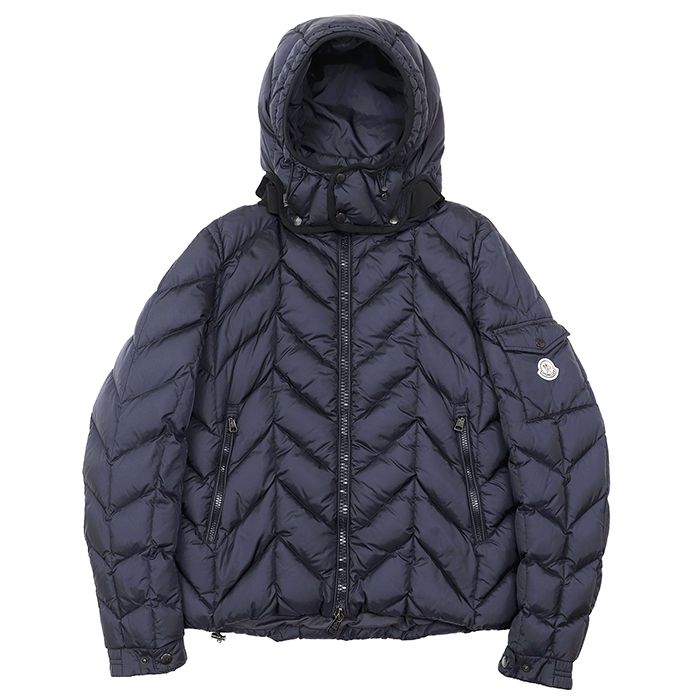 MONCLER モンクレール ベリア ダウンジャケット サイズ 2 メンズ フード取り外し可 BERRIAT ロゴ ワッペン アウター ネイビー 紺 ルーマニア製