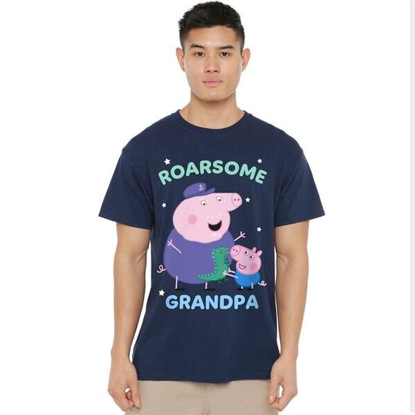 ハズブロ メンズ トップス シャツ Hasbro Peppa Pig Roarsome Grandpa Pig T Shirt Navy ネイビー