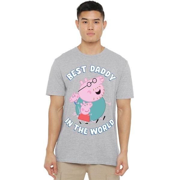 ハズブロ メンズ トップス シャツ Hasbro Peppa Pig Best Daddy In The World T Shirt Heather Grey グレー