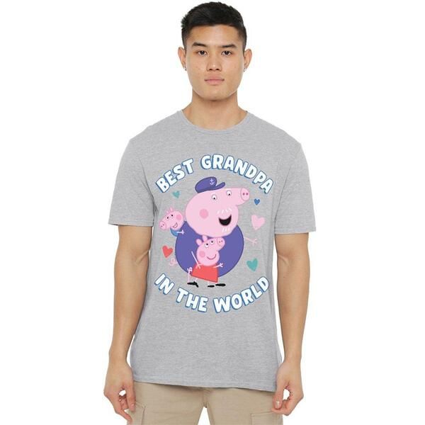 ハズブロ メンズ トップス シャツ Hasbro Peppa Pig Best Grandpa In The World T Shirt Heath Grey グレー