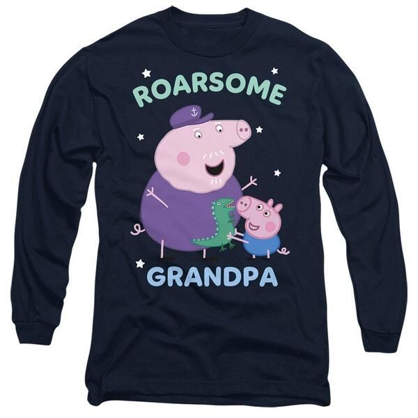 ハズブロ メンズ トップス シャツ Hasbro Peppa Pig Roarsome Grandpa Pig Long Sleeve T Shirt Navy ネイビー