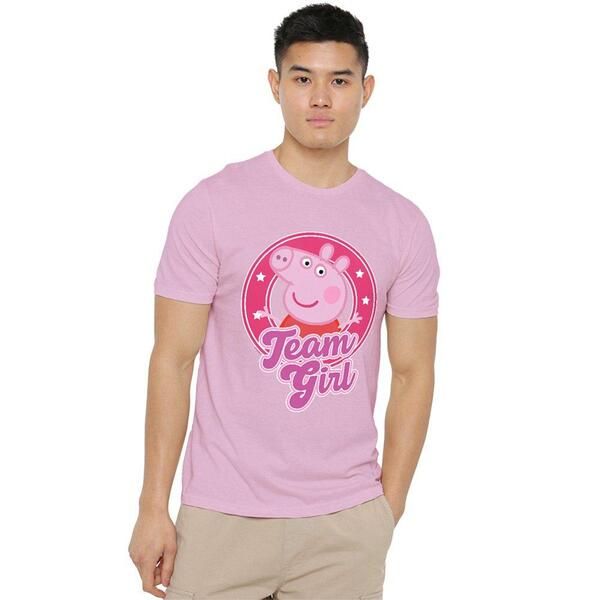 ハズブロ メンズ トップス シャツ Hasbro Peppa Pig Team Girl Badge T Shirt Light Pink ピンク
