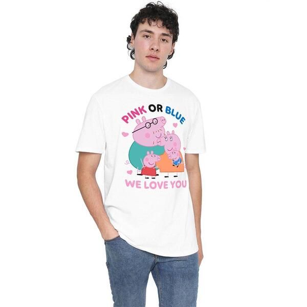 ハズブロ メンズ トップス シャツ Hasbro Peppa Pig Family Pink Or Blue We Love You T Shirt White ホワイト