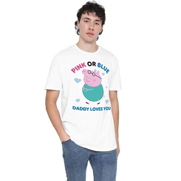 ハズブロ メンズ トップス シャツ Hasbro Peppa Pig Pink Or Blue Daddy Pig Loves You T Shirt White ホワイト