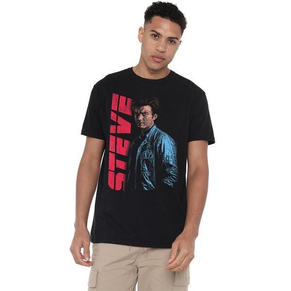 ストレンジャーシングス メンズ トップス シャツ Stranger Thingstranger Thingsteve Neo Homage TShirt Black ブラック