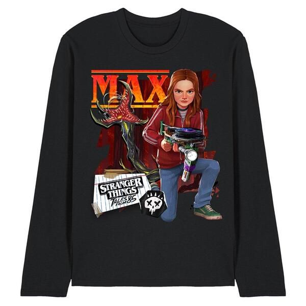 ストレンジャーシングス メンズ トップス シャツ Stranger Thingstranger Things Tales From 85 Max Long Sleeve T Sh Black ブラック