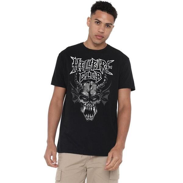 ストレンジャーシングス メンズ トップス シャツ Stranger Thingstranger Things Hellfire Demon Face T Shirt Black ブラック