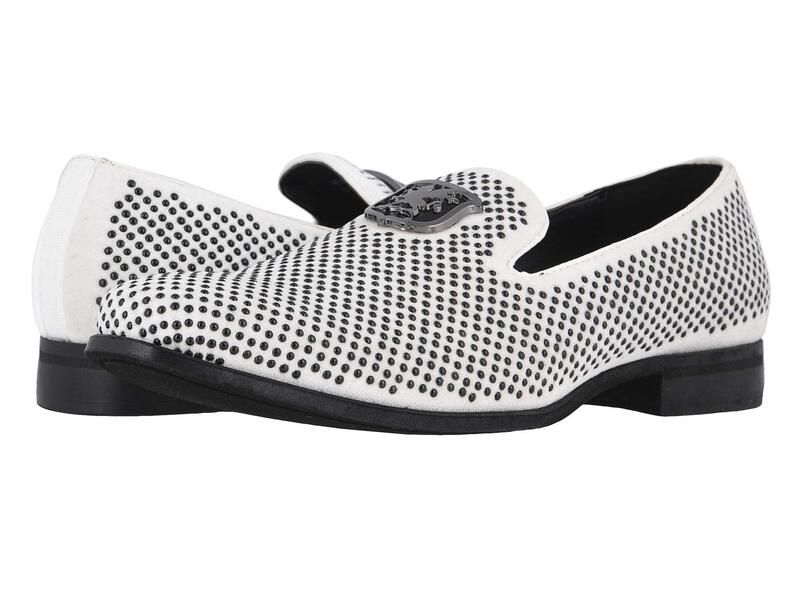 ステイシーアダムス メンズ シューズ スリッポン・ローファー Stacy Adamswagger Studded Ornament Loafer BlackWhite ホワイト