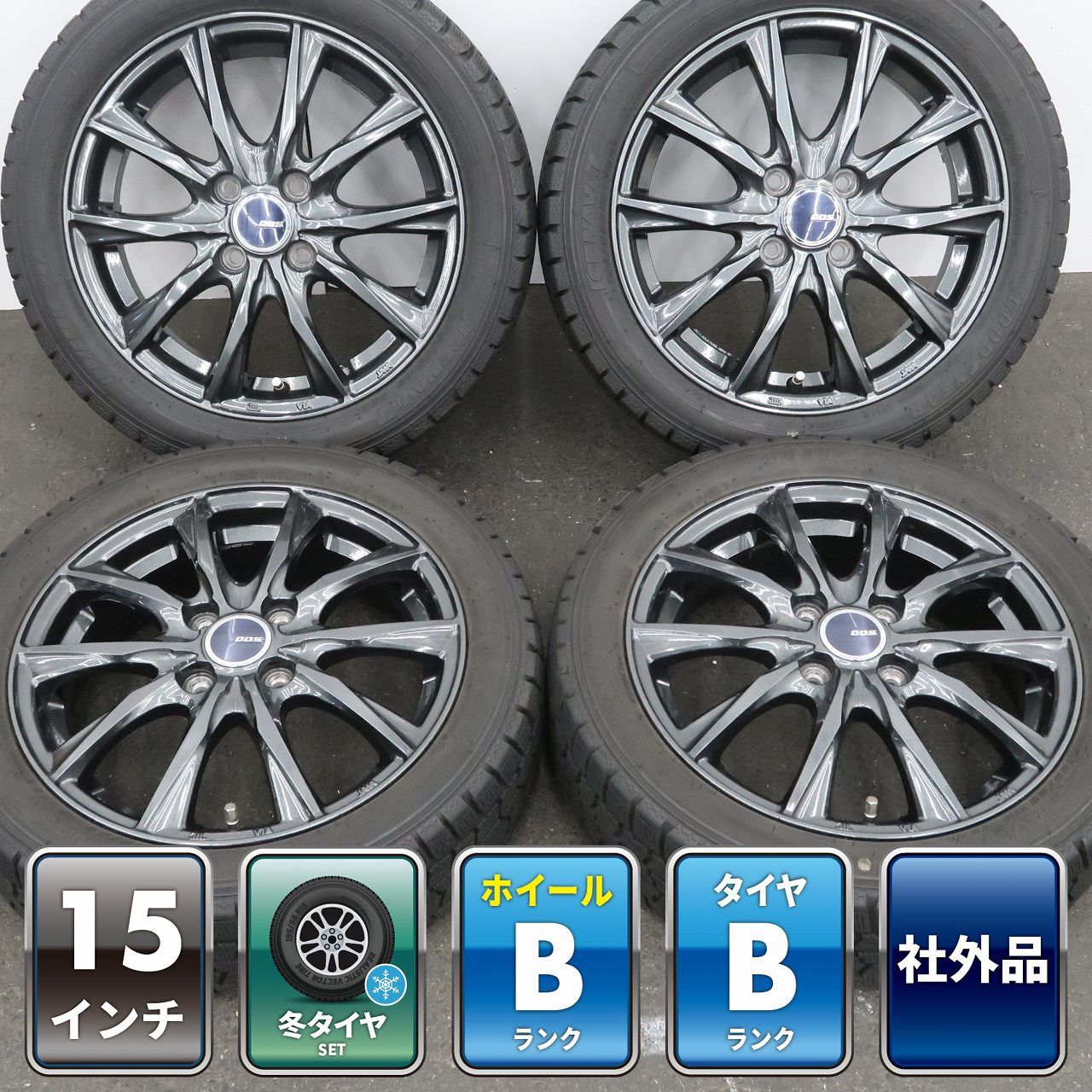 コペン N-BOX スペーシア タント 等 軽自動車に 4本 社外 15インチ 4.5J +45 4H 100 スタッドレス GOODYEAR ICENAVI 7 2024年 165/55R15