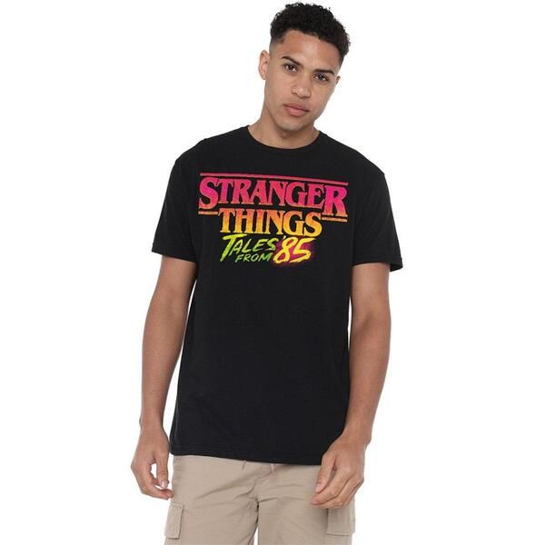ストレンジャーシングス メンズ トップス シャツ ロゴ Stranger Thingstranger Things Tales From 85 Logo T Shirt Black ブラック