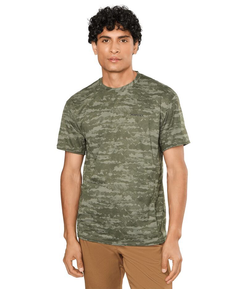 マーモット メンズ トップス シャツ Marmot AirExchange SolarShield Crew Short Sleeve Olive Grove Lag オリーブ