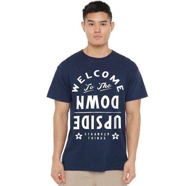 ストレンジャーシングス メンズ トップス Tシャツ ダウン Stranger Thingstranger Things Welcome To The Upside Down TShirt Navy ネ