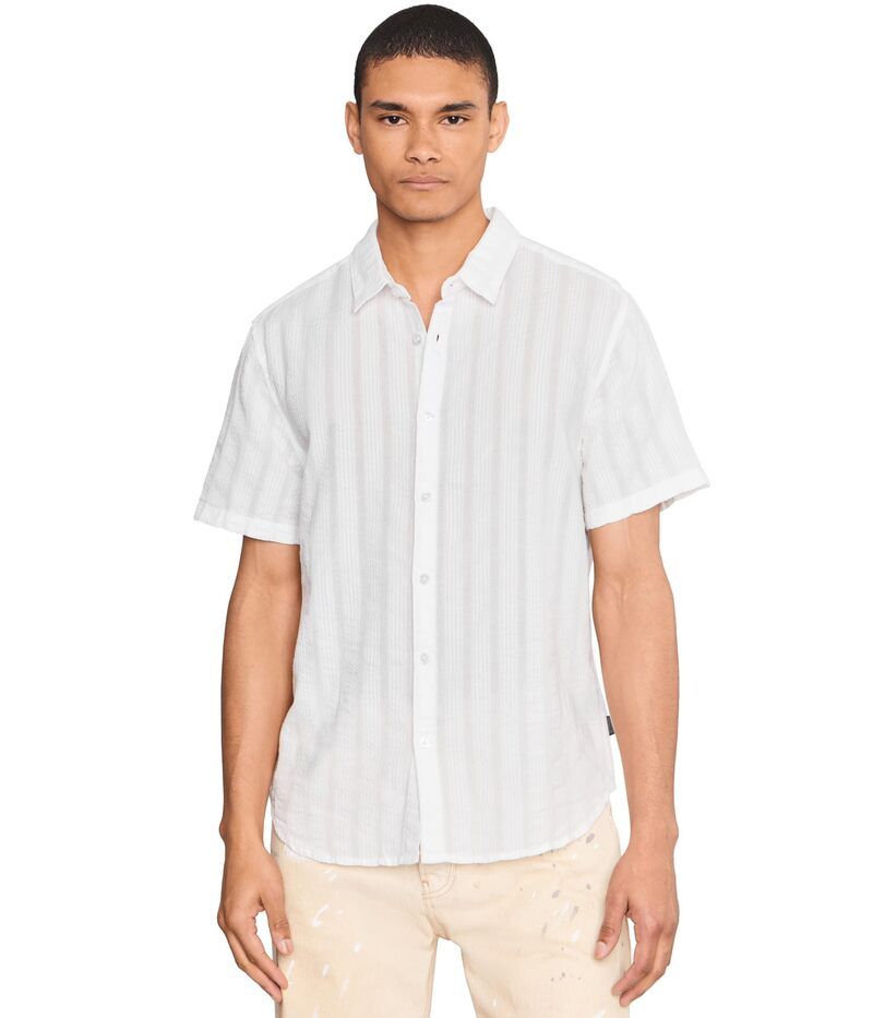 ジョンバルベイトス メンズ トップス シャツ John Varvatos Carson Short Sleeve Front Placket Shirt W992f26 White ホワイト