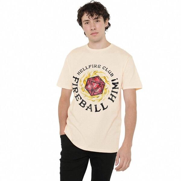 ストレンジャーシングス メンズ トップス Tシャツ Stranger Thingstranger Things Hellfire Club Fireball Him TShirt Natural