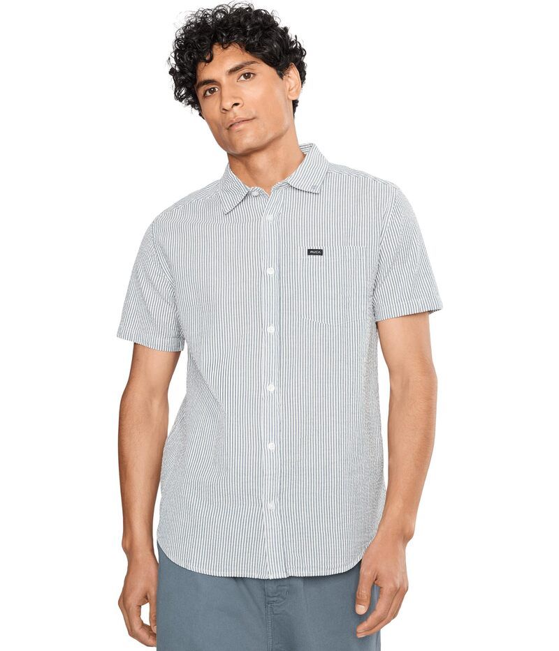 ルーカ メンズ トップス シャツ Rvca Thatll Do Seersucker Vintage Navy ネイビー