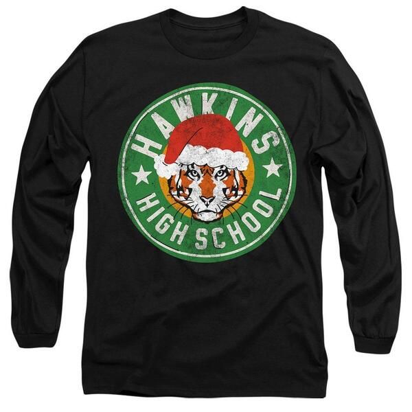 ストレンジャーシングス メンズ トップス Tシャツ ロゴ Stranger Thingstranger Things Hawkins High School Christmas Logo Black