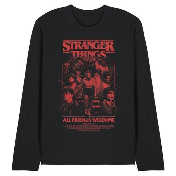 ストレンジャーシングス メンズ トップス Tシャツ Stranger Thingstranger Things Mindflayer Group Horror Movie Post Black ブラッ
