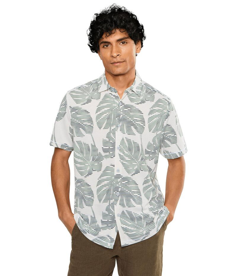 トッミーバハマ メンズ トップス シャツ Tommy Bahama Costa Wave Monstera Mashort Sleeve Camp Dark Jade