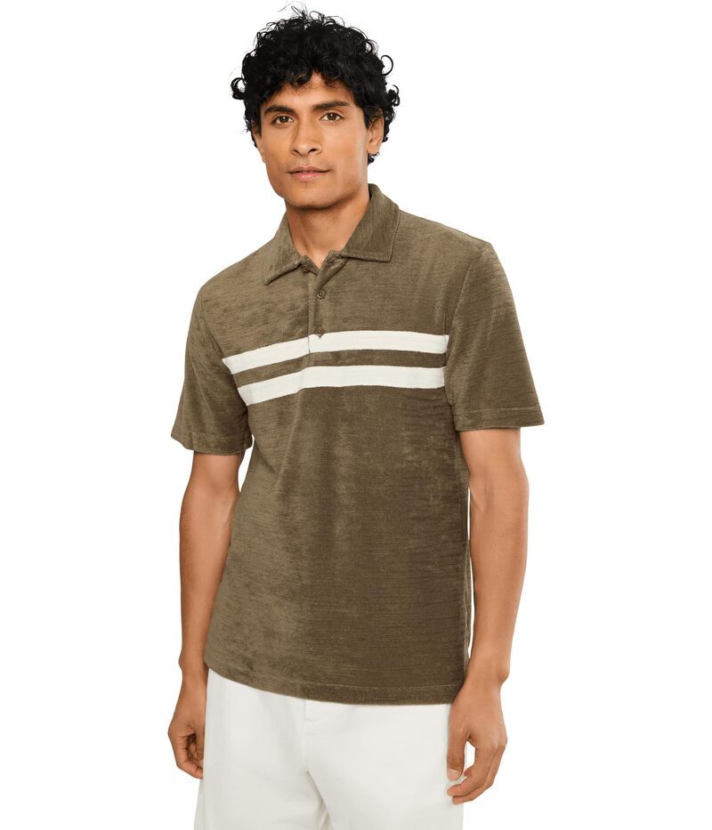 ファレティ メンズ トップス シャツ パイル Faherty Cabana Towel Terry Surf Stripe Polo Island Brown ブラウン