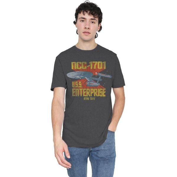 スター・トレック メンズ トップス Tシャツ Star Trek Star Trek Ncc1701 Adult Heather Charcoal チャコール