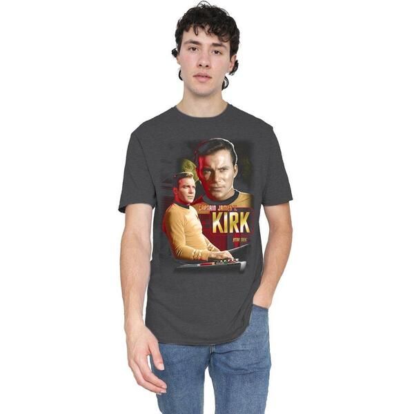 スター・トレック メンズ トップス Tシャツ キャップ Star Trek Star Trek Captain KirkAdult Heather Charcoal チャコール