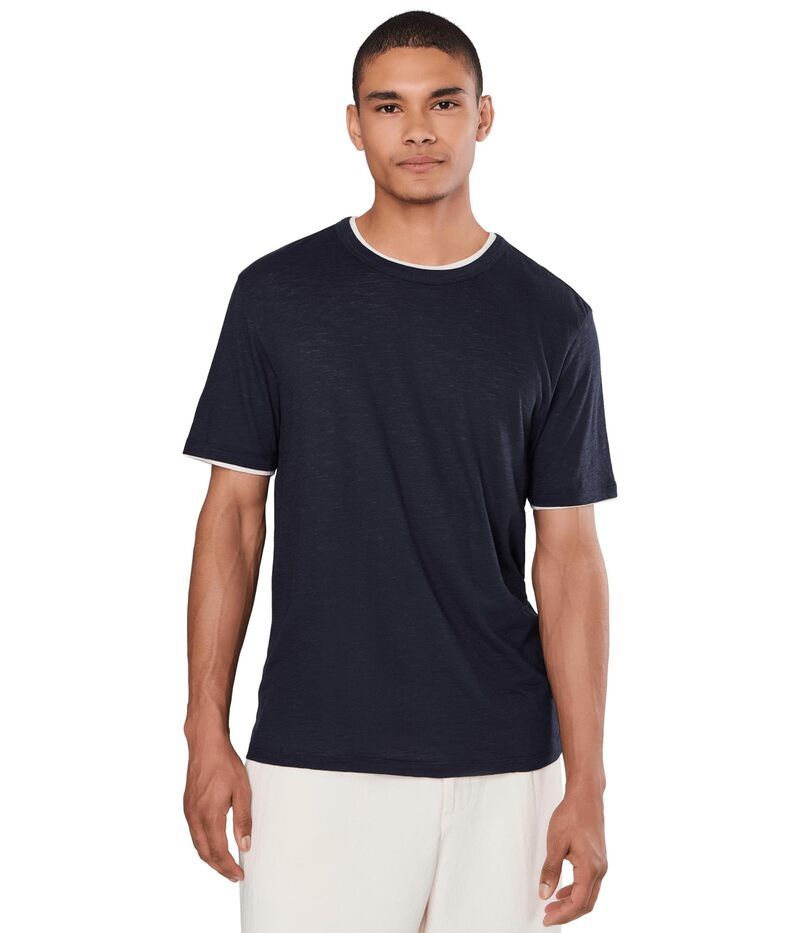 ヴィンス メンズ トップス シャツ Vince Fine Slub Double Layer Short Sleeve Crew CoastalSmock W