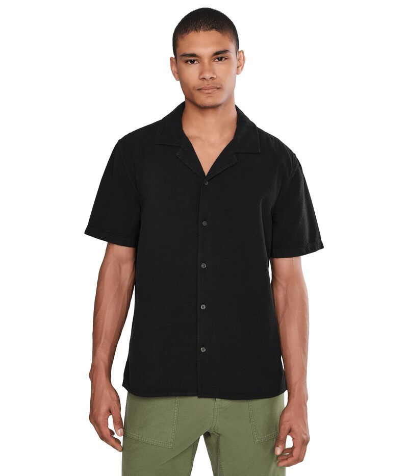 ジョンバルベイトス メンズ トップス シャツ John Varvatos Dan Short Sleeve Camp Collar Shirt W792f26 Black ブラック