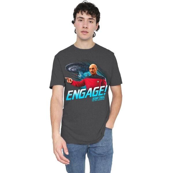 スター・トレック メンズ トップス Tシャツ Star Trek Star Trek EngageAdult Heather Charcoal チャコール