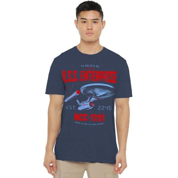 スター・トレック メンズ トップス Tシャツ Star Trek Star Trek Stardate 2245Adult Heather Navy ネイビー