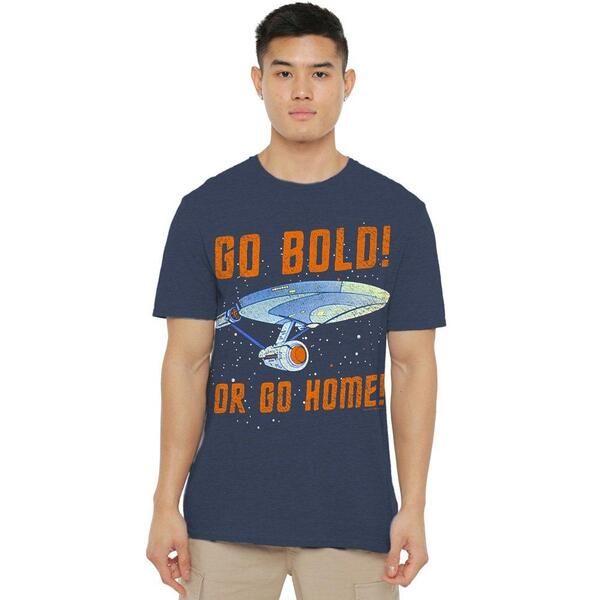 スター・トレック メンズ トップス Tシャツ Star Trek Star Trek Go Bold Adult Heather Navy ネイビー