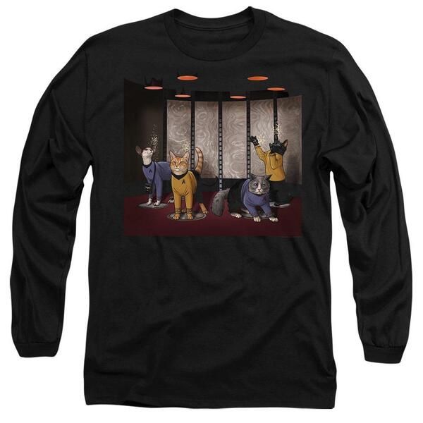 スター・トレック メンズ トップス Tシャツ Star Trek Star Trek Beameow Up Long Sleeve TShirt Black ブラック