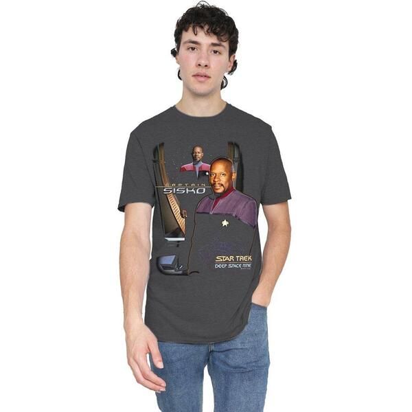 スター・トレック メンズ トップス Tシャツ キャップ Star Trek Star Trek Captain SiskoAdult Heather Charcoal チャコール