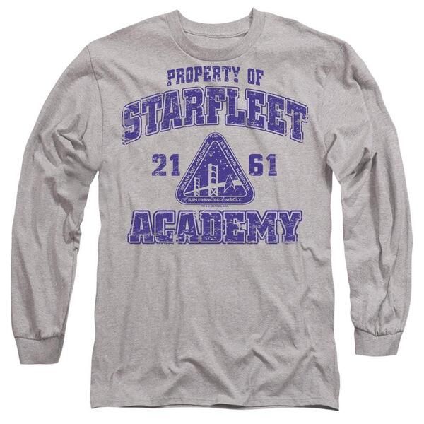 スター・トレック メンズ トップス Tシャツ Star Trek Star Trek Old Schoolong Sleeve TShirt Athletic Light Grey グレー