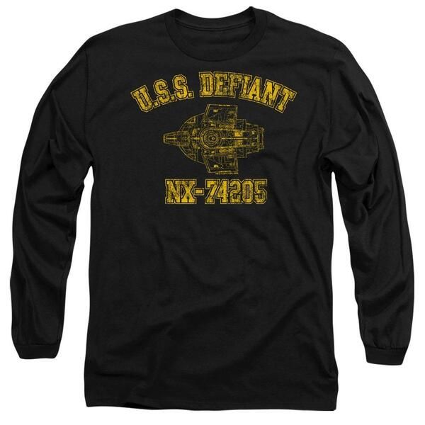 スター・トレック メンズ トップス Tシャツ Star Trek Star Trek Defiant Athletic Mens Long Sleeve T Shir Black ブラック