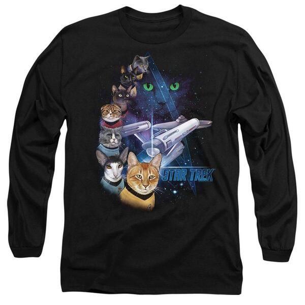 スター・トレック メンズ トップス Tシャツ Star Trek Star Trek Feline Galaxy Long Sleeve TShirt Black ブラック
