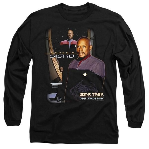 スター・トレック メンズ トップス Tシャツ キャップ Star Trek Star Trek Captain Sisko Long Sleeve TShirt Black ブラック