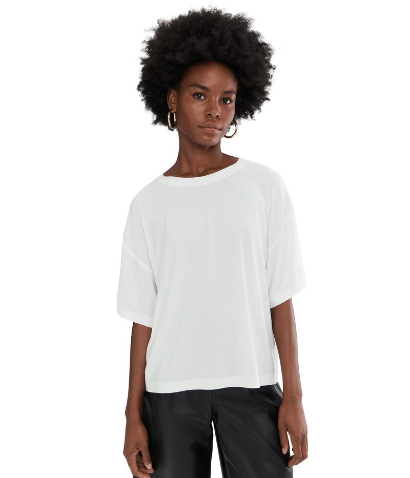 ノーマカマリ レディース トップス シャツ Norma Kamali Short Sleeve Boxy Top Snowhite ホワイト