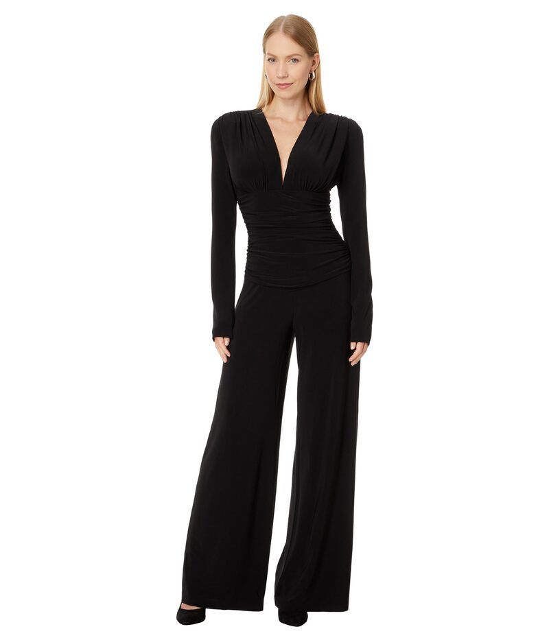 ノーマカマリ レディース ボトムス カジュアルパンツ Vネック ジャンプスーツ Norma Kamali VNeck Long Sleeve Shirred Waist Jumpsuit with S 59,280円